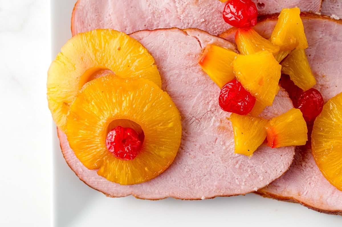 slice of ham with pineapple