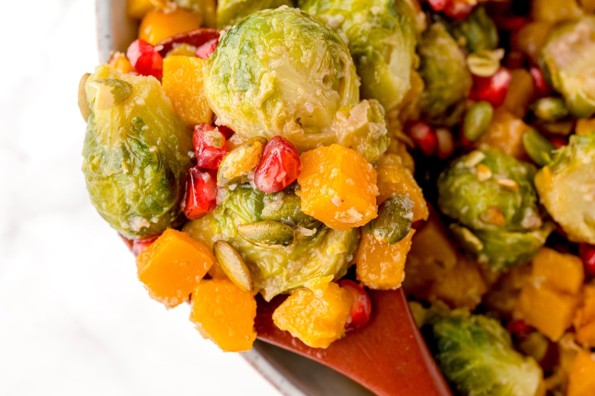 spoonful of brussels sprouts salad