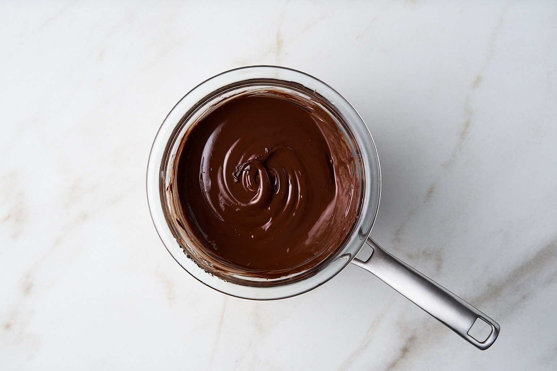 melted chocolate in double boiler