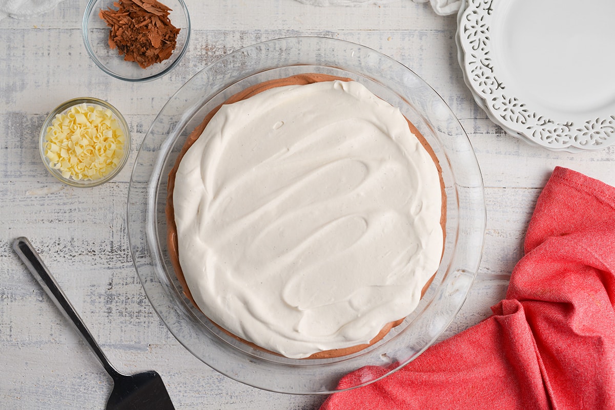 top whipped cream layer of a cream pie