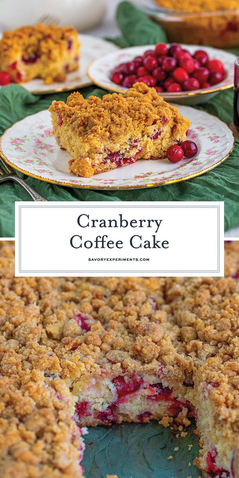 collage of cranberry coffee cake for pinterest