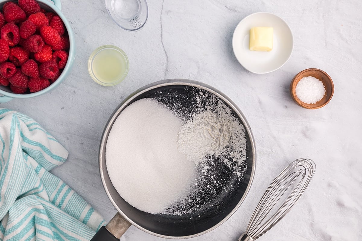 cornstarch and sugar in a pan