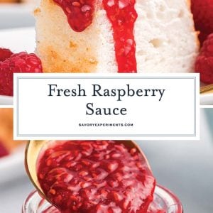 collage of fresh raspberry sauce for pinterest