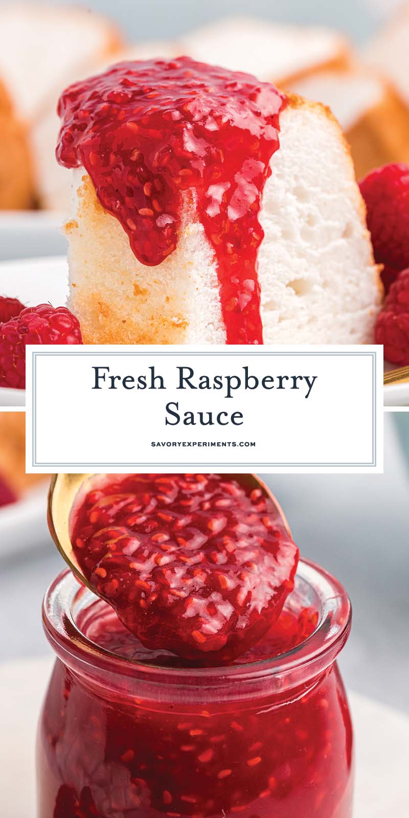 collage of fresh raspberry sauce for pinterest