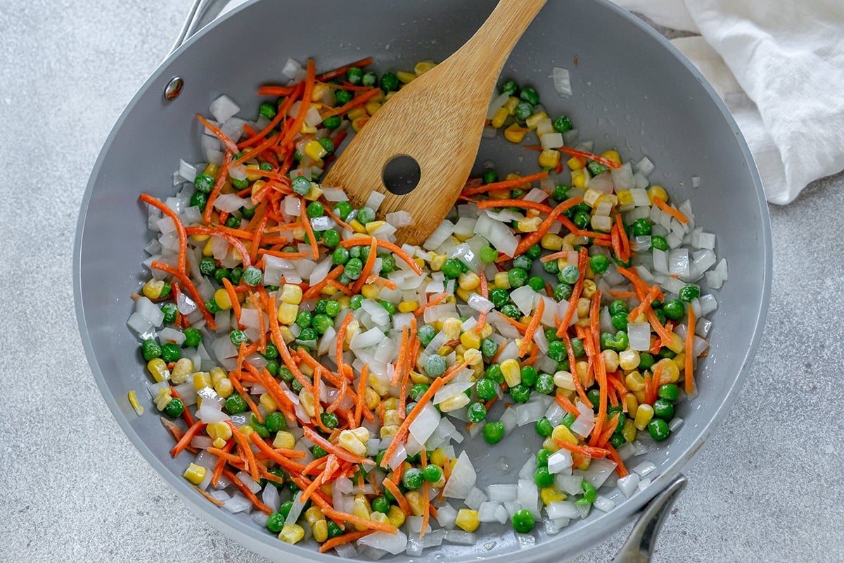 veggies sautéed in pan