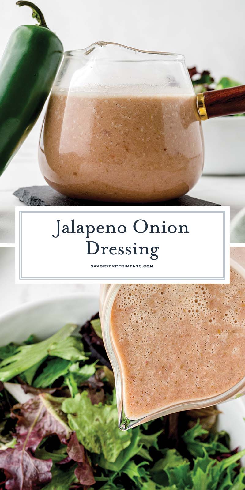 collage of jalapeno onion dressing for pinterest