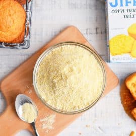 overhead bowl of muffin mix