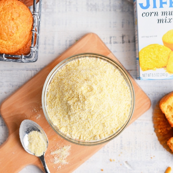 overhead bowl of muffin mix
