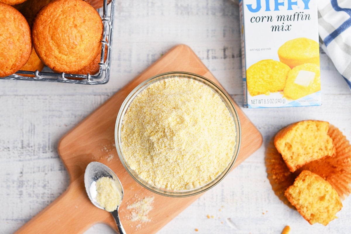 overhead bowl of muffin mix