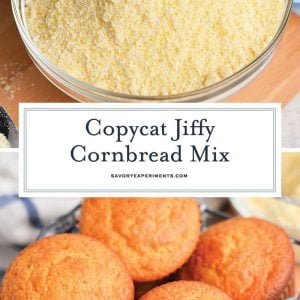 collage of jiffy cornbread mix with text overlays