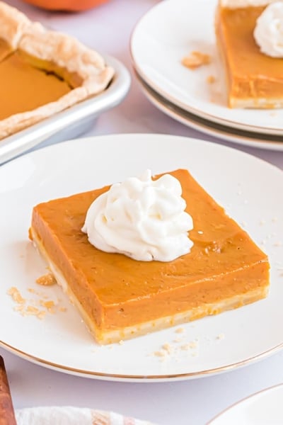 slices of pumpkin pie with whipped cream