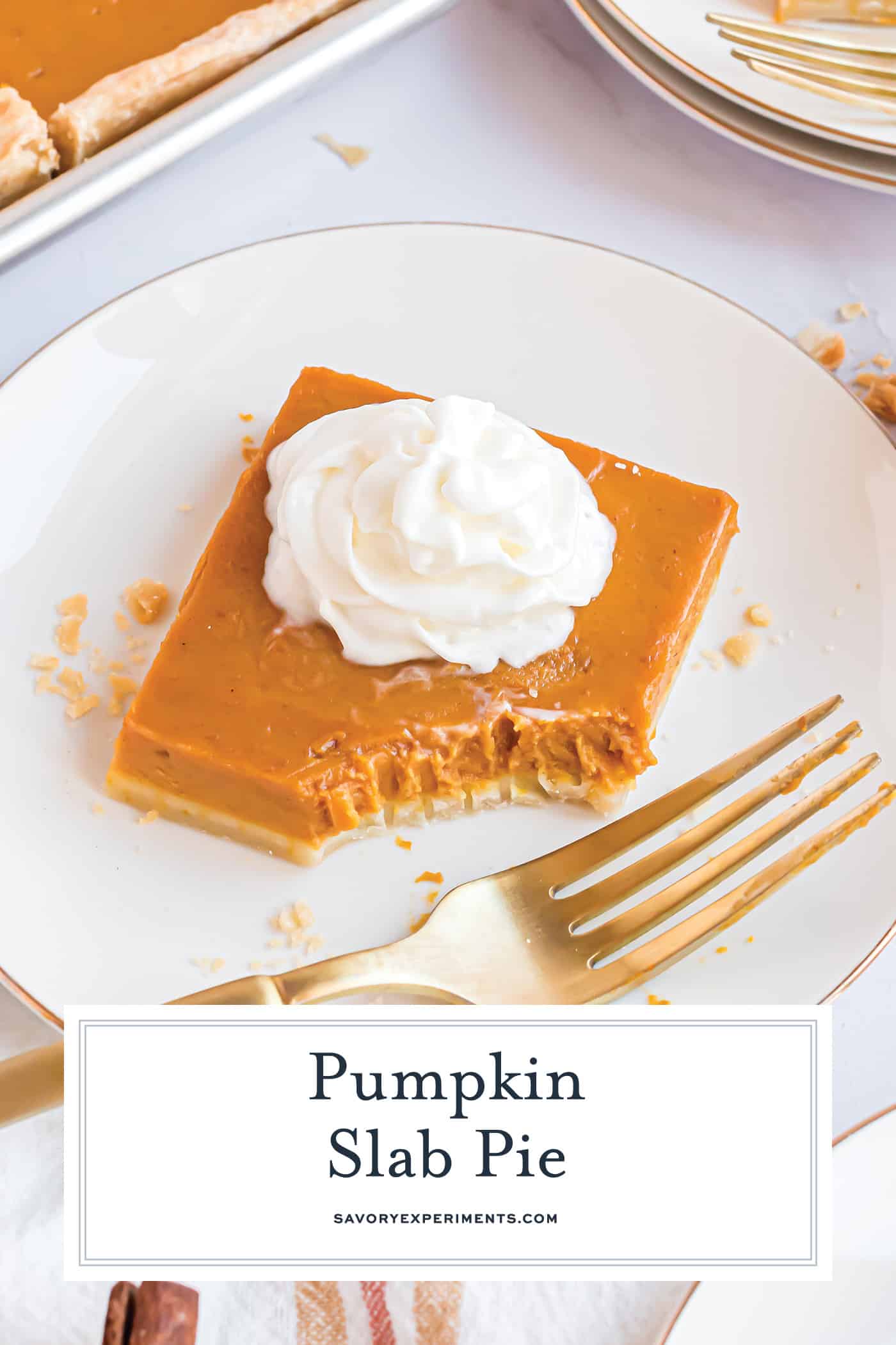 square slice of pumpkin slab pie