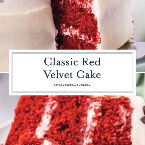 collage of red velvet cake for pinterest