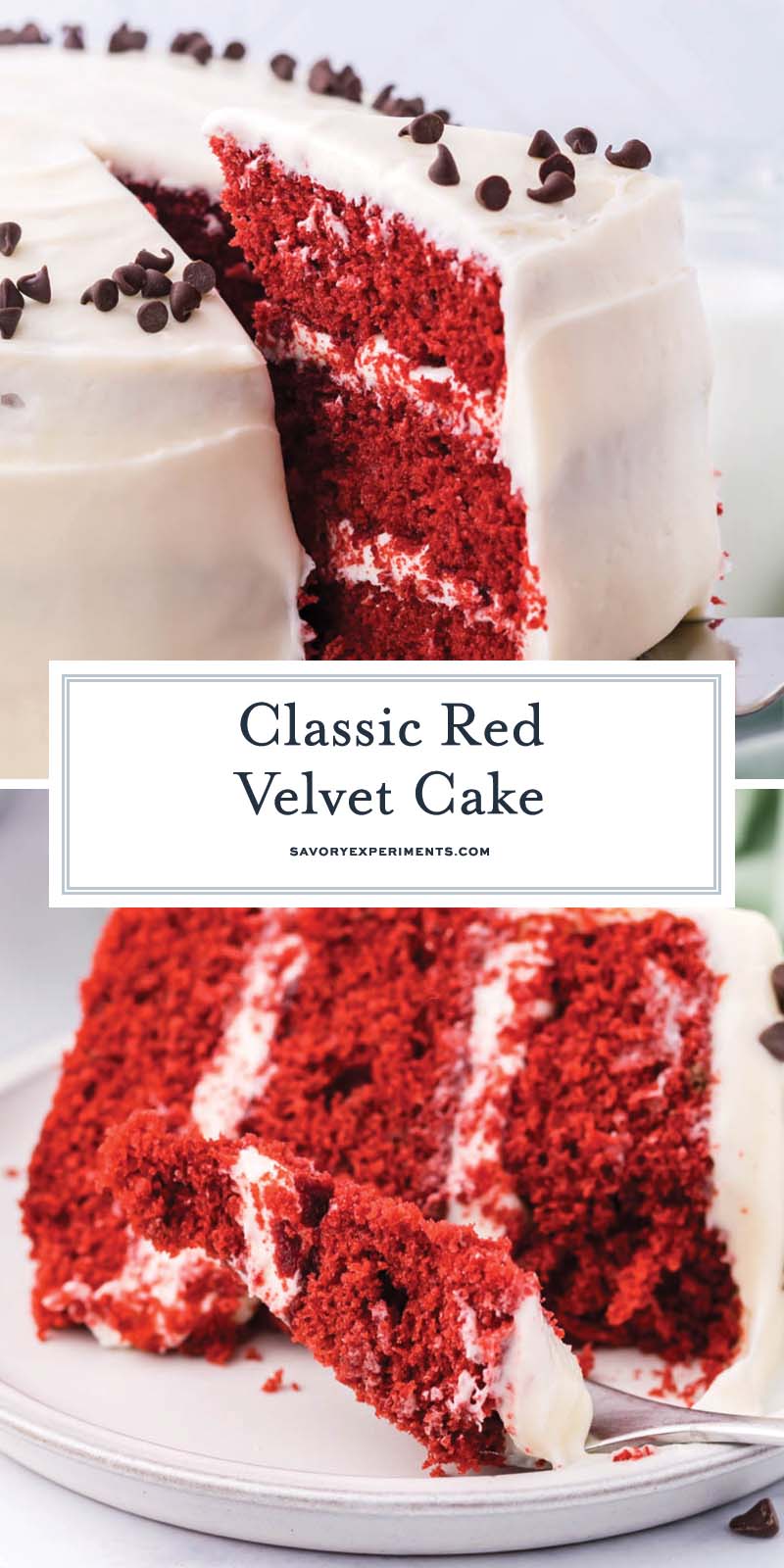 collage of red velvet cake for pinterest