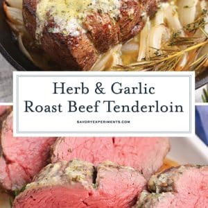 collage of roast beef tenderloin for pinterest