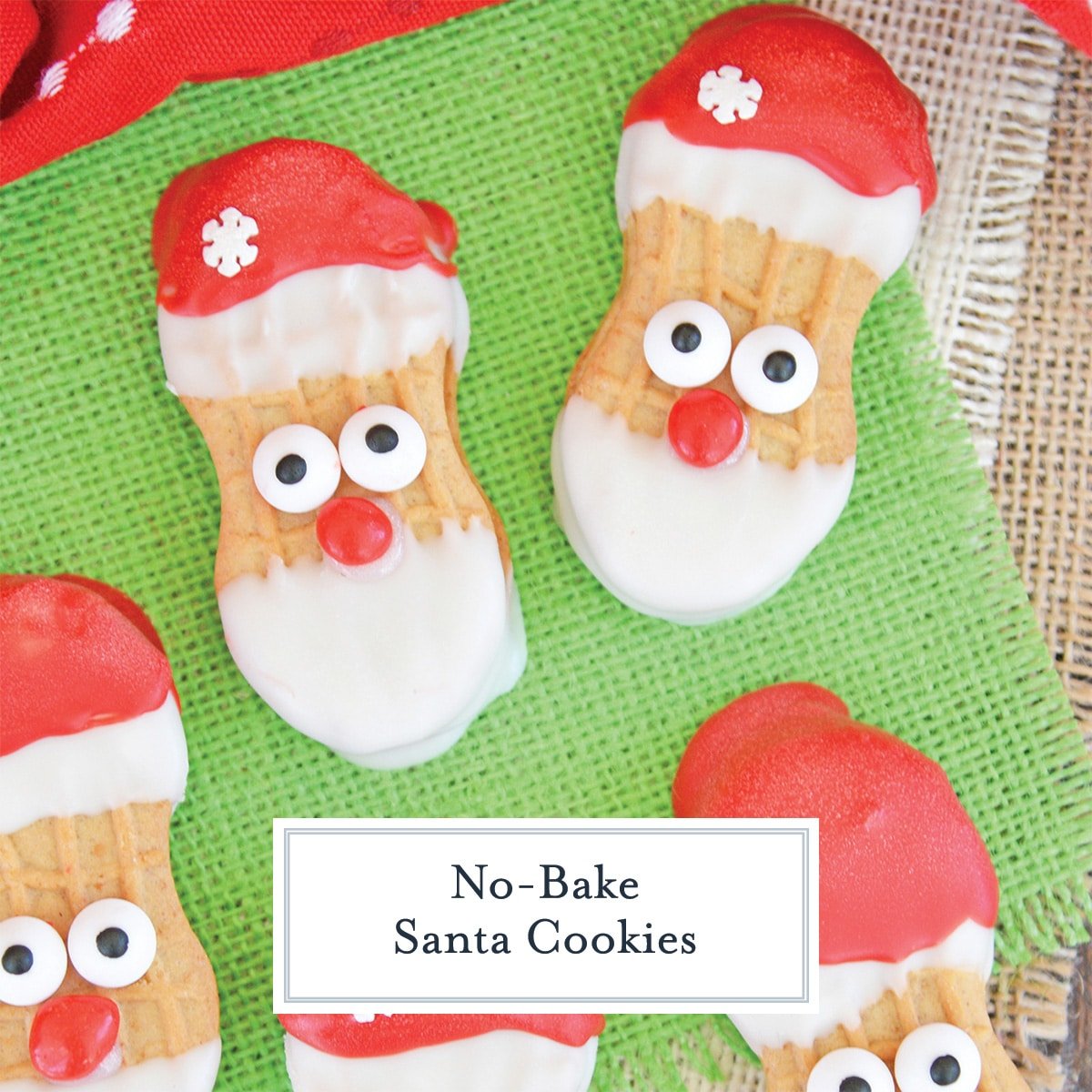 santa cookies with text overlay