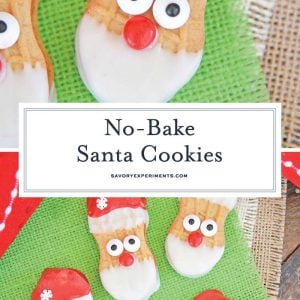 collage of no bake santa cookies