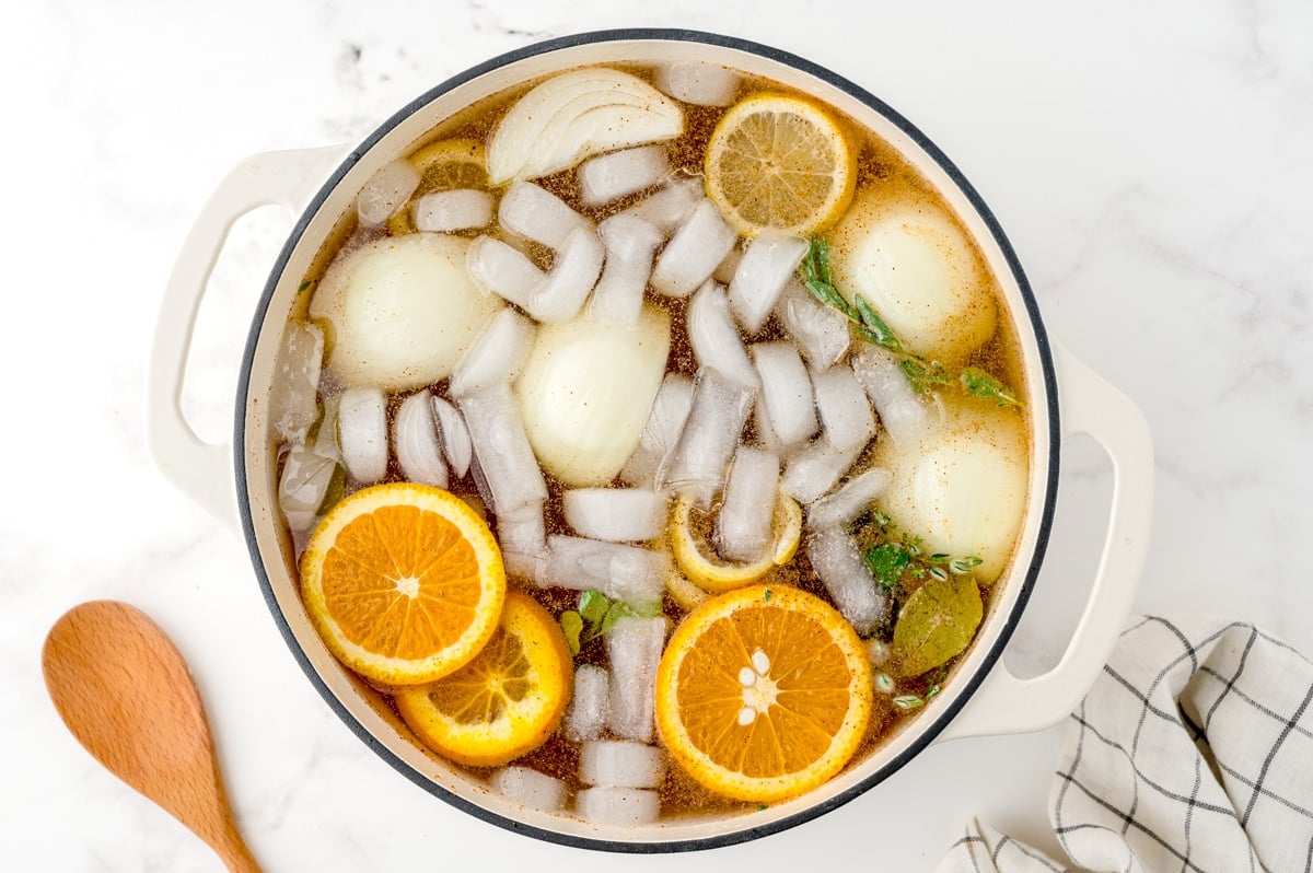 cooling down a brine with ice cubes