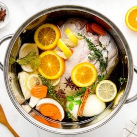 turkey in a brine with aromatics