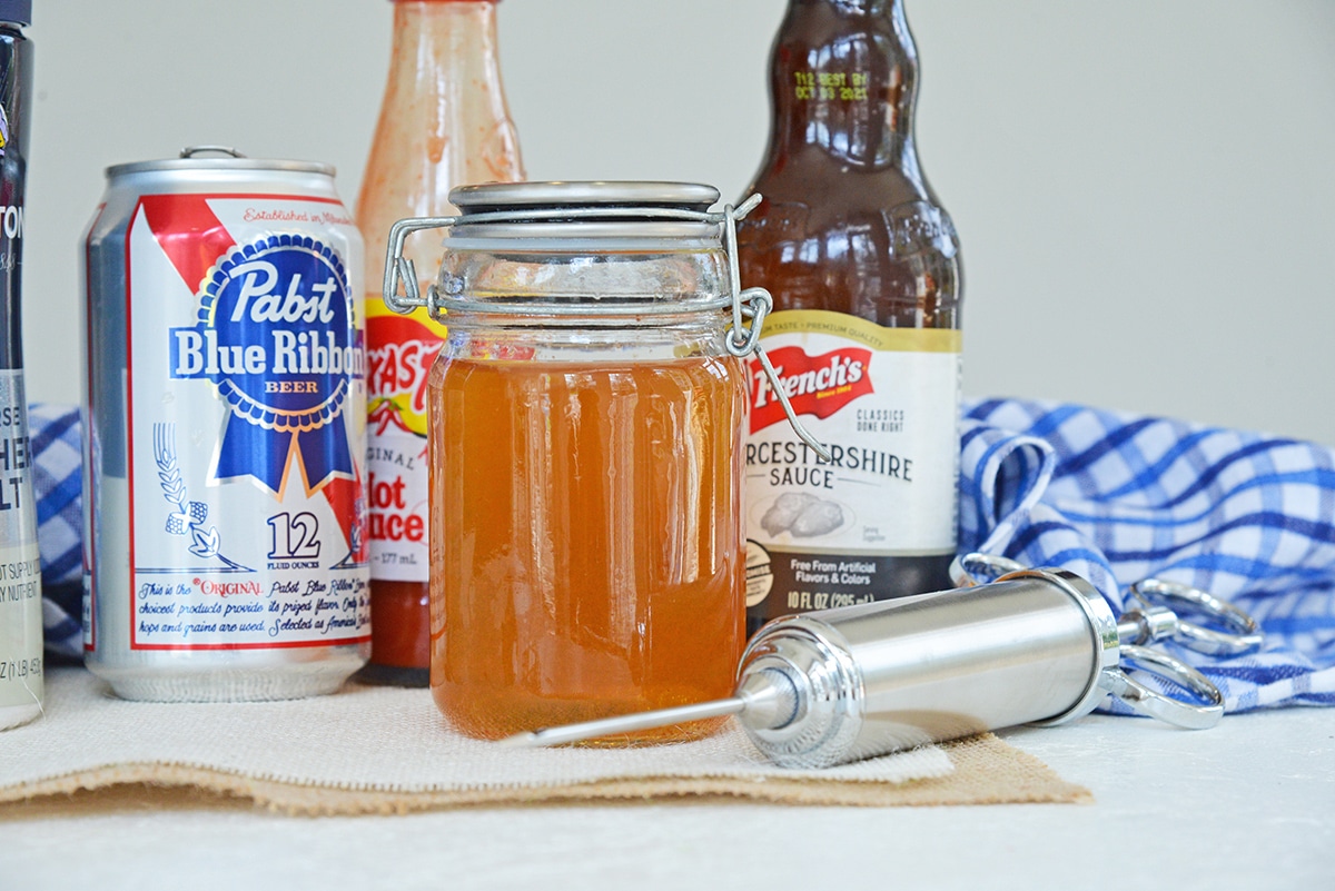 turkey injection liquid in a glass jar