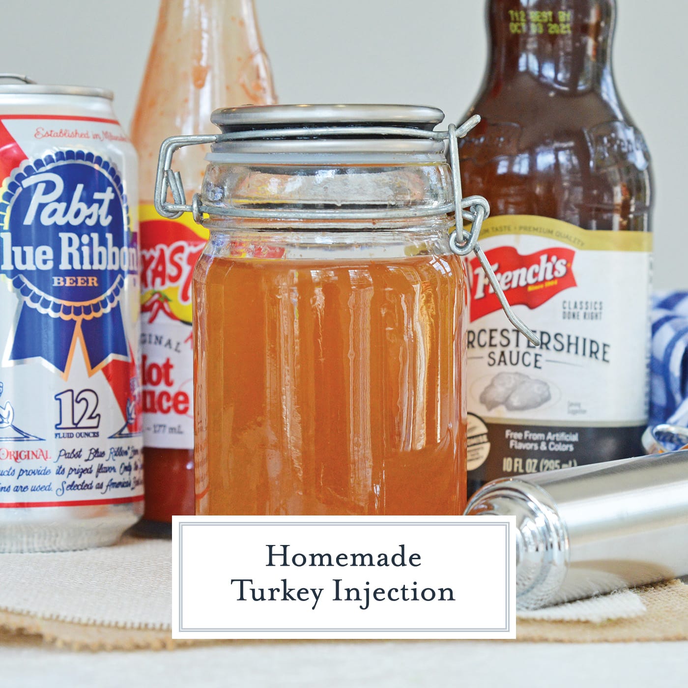 turkey injection liquid in a glass jar