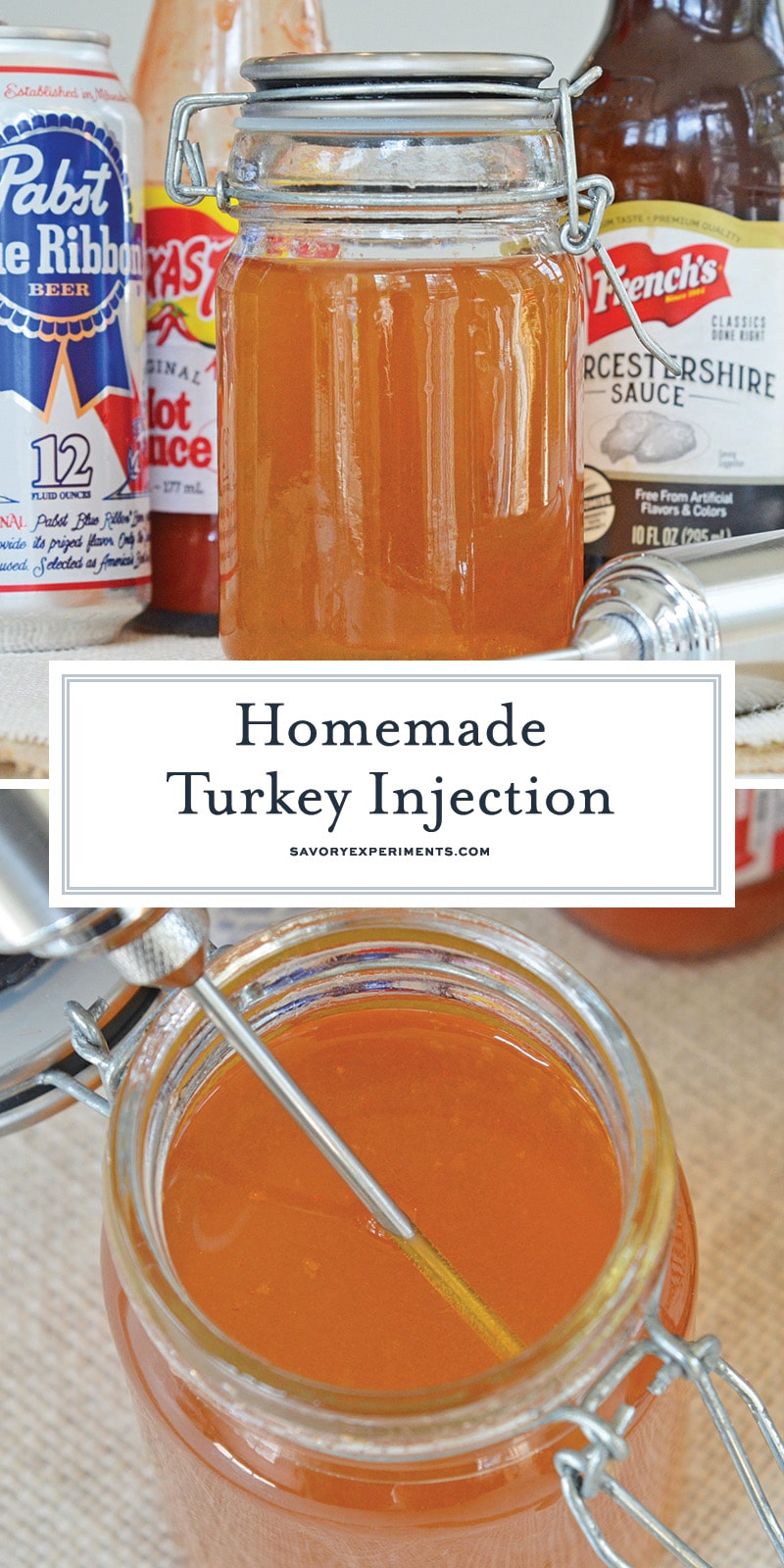 collage of turkey injection liquid