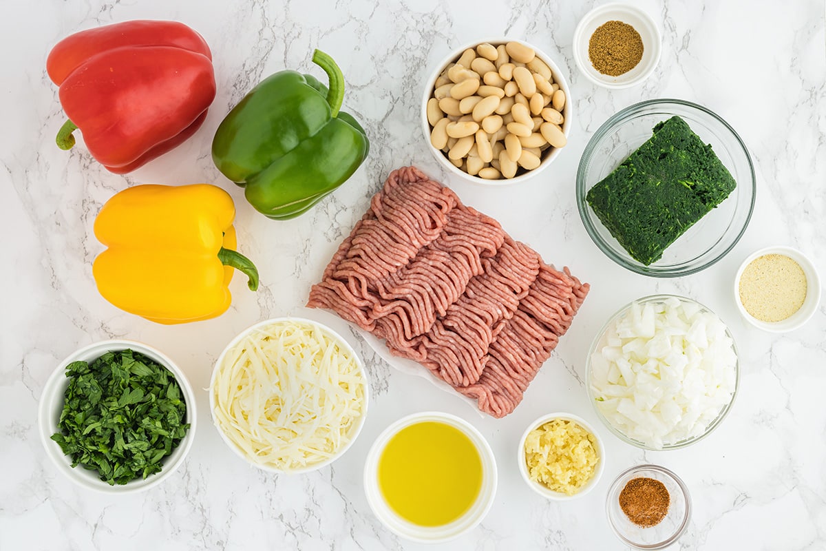 ingredients for making turkey stuffed peppers