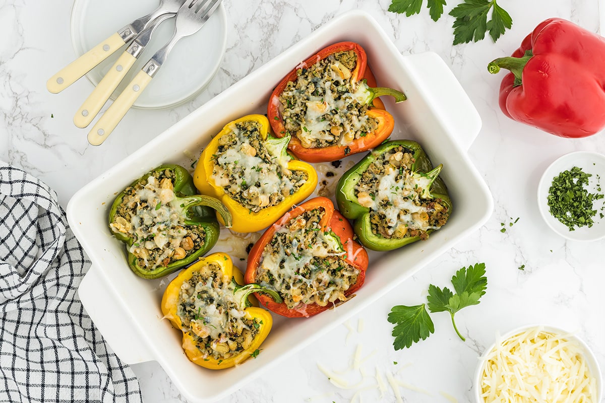 cooked stuffed peppers with ground turkey