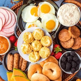 overhead shot of breakfast charcuterie board