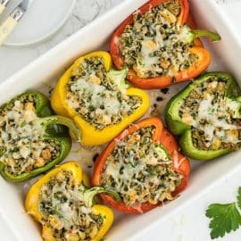 cooked stuffed peppers with ground turkey