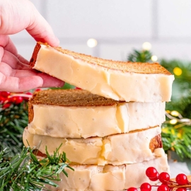 stack of eggnog bread slices