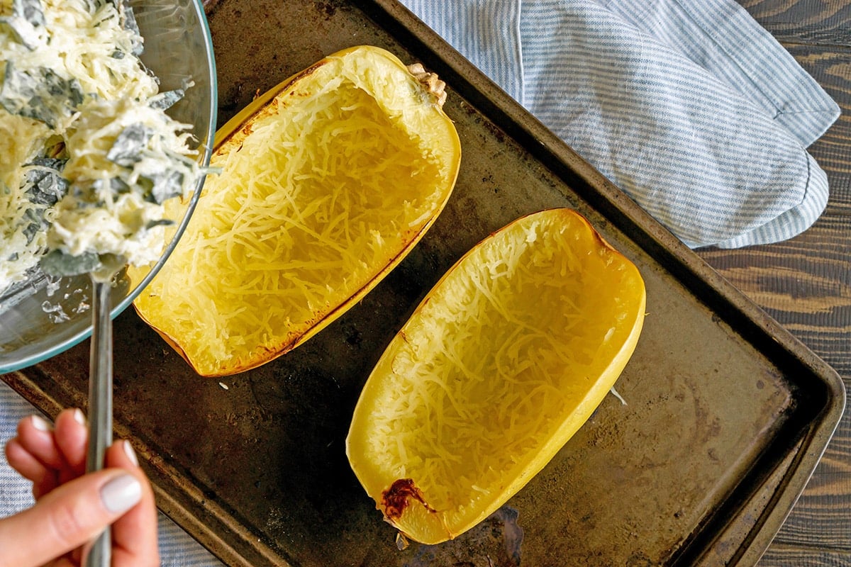 preparing spaghetti squash lasagna