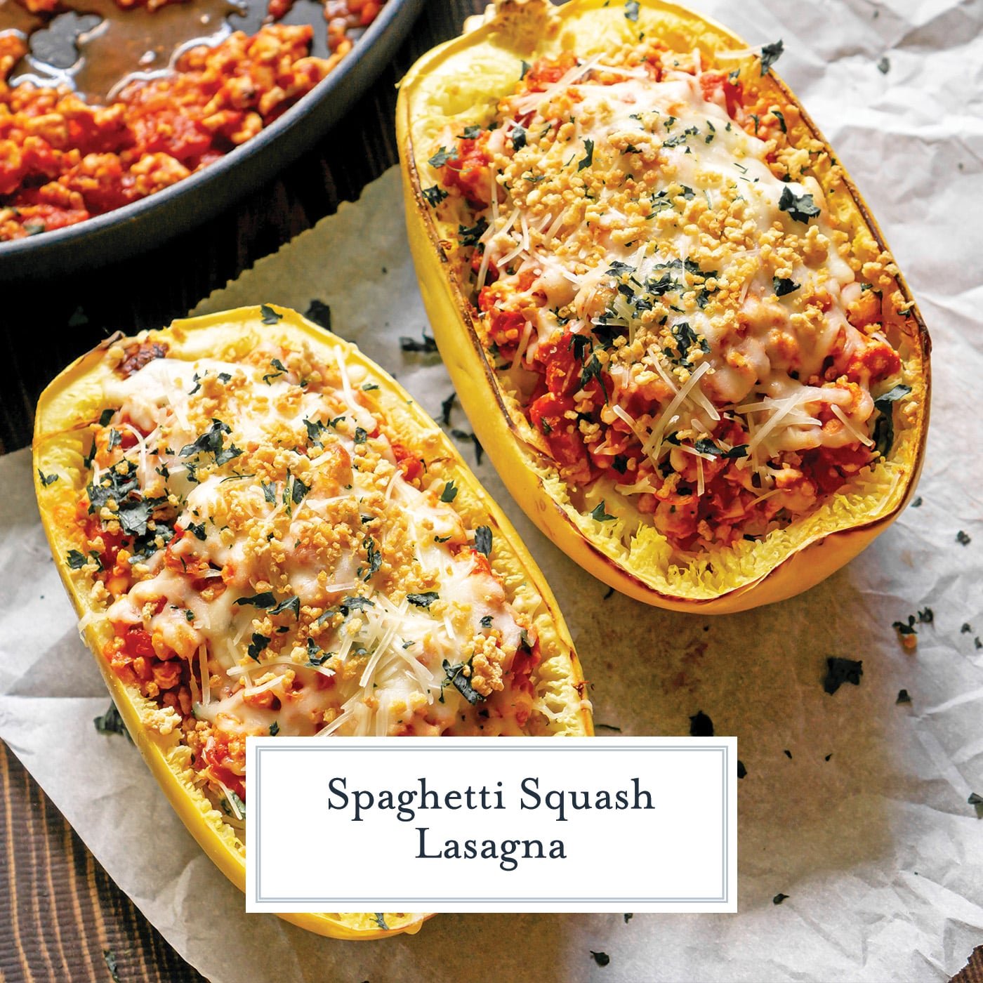 spaghetti squash lasagnas with panko topping