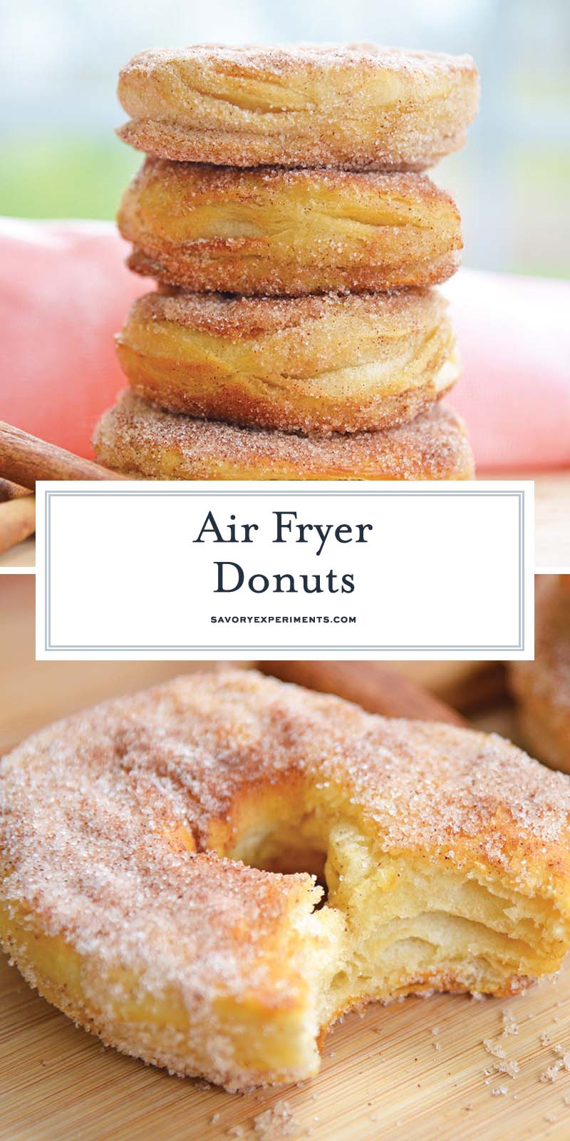 collage of cinnamon sugar donuts