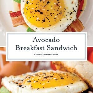 collage of avocado breakfast sandwich for pinterest