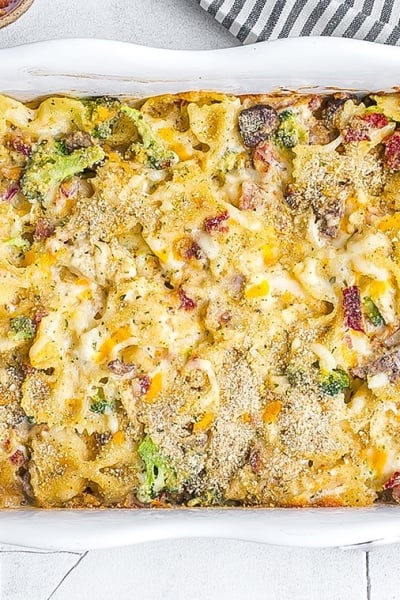 close up of cheesy casserole