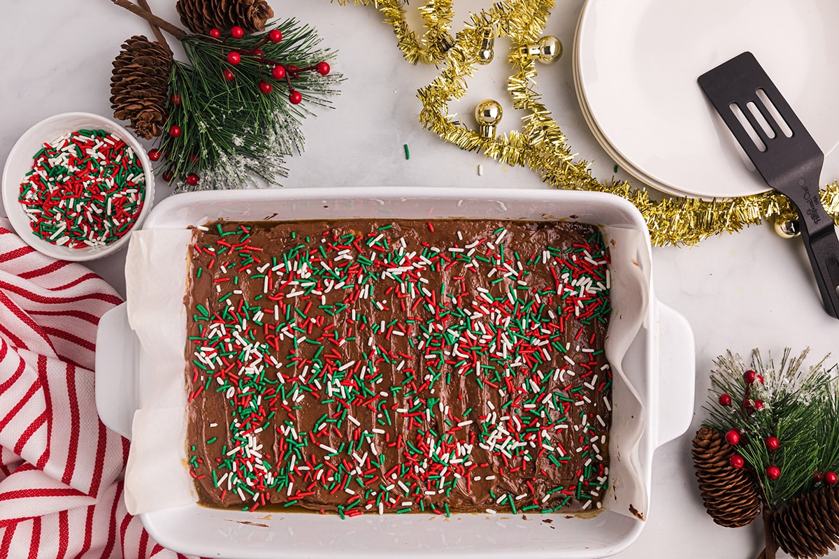 sprinkles added to melted chocolate