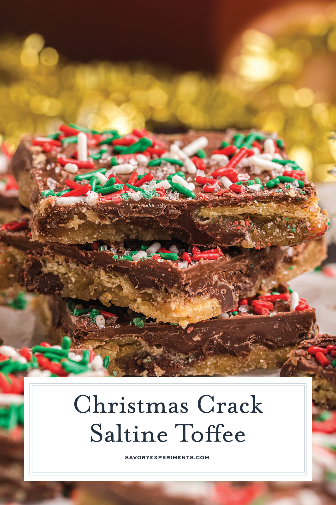 stack of christmas crack with text overlay for pinterest