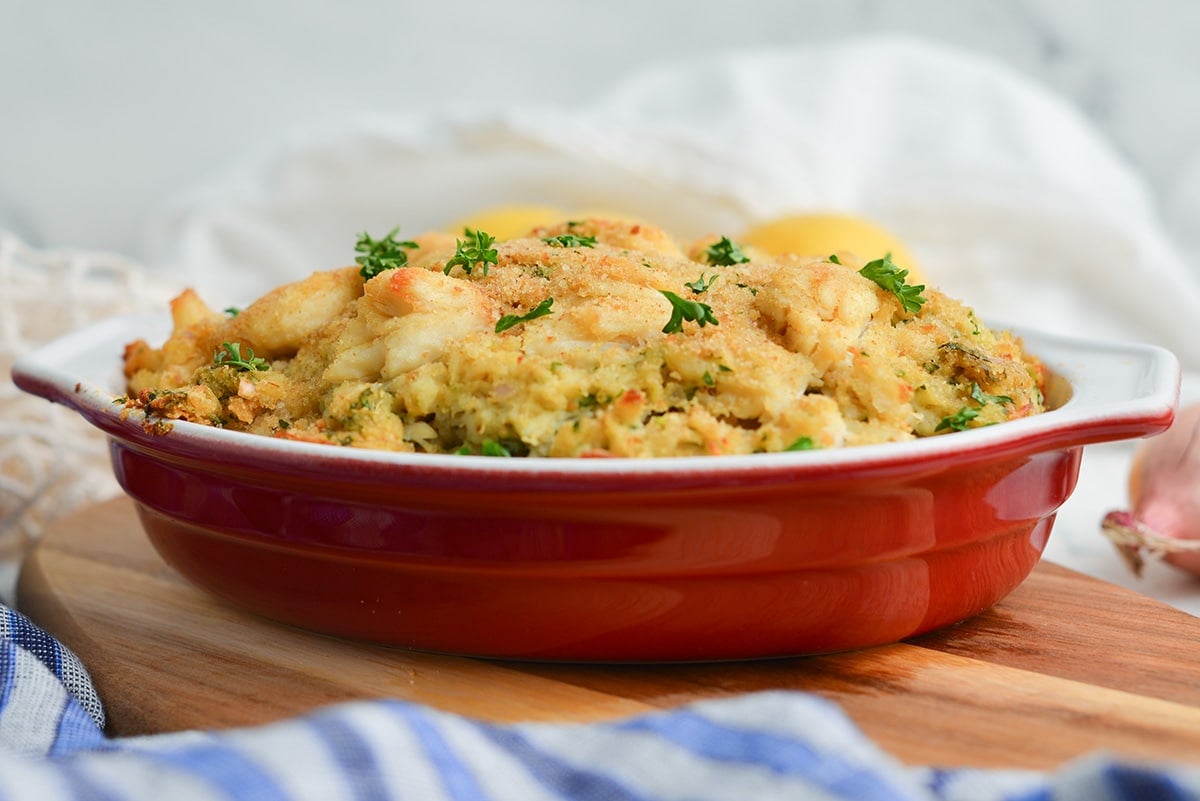 jumbo lump crab pieces on crab imperial