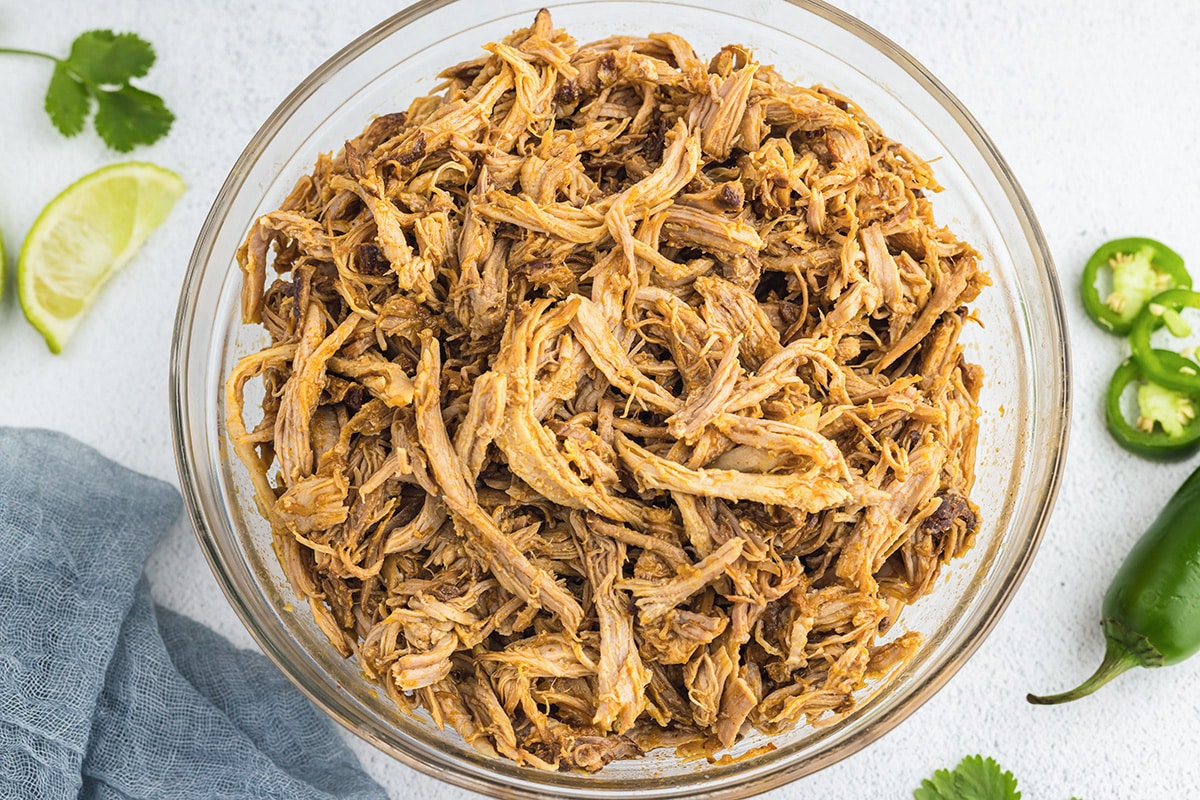 overhead shot of instant pot carnitas