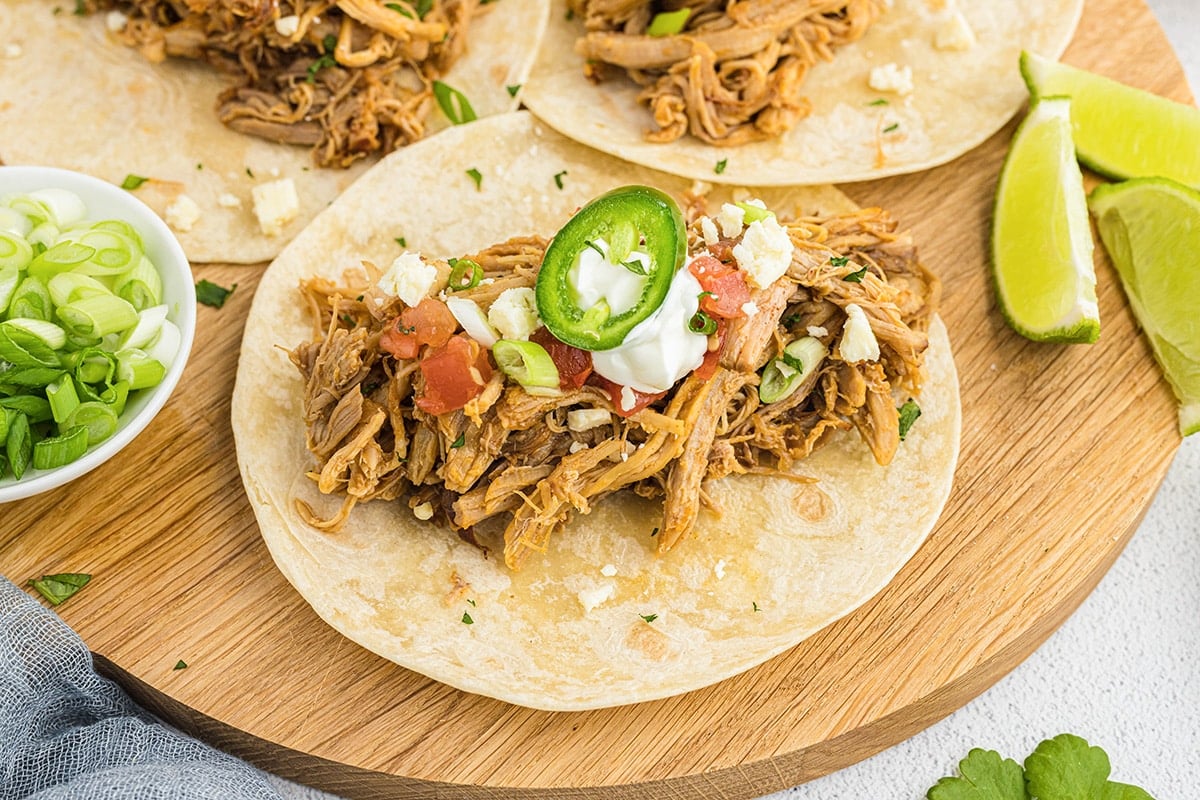 overhead shot of instant pot carnitas tacos