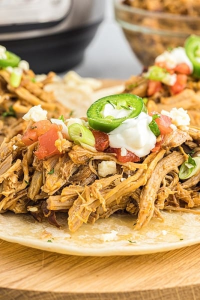 straight on shot of instant pot carnitas taco