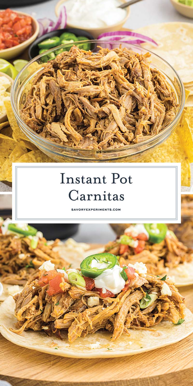 collage of instant pot carnitas for pinterest