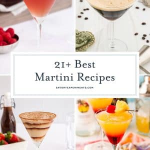 collage of martini recipes