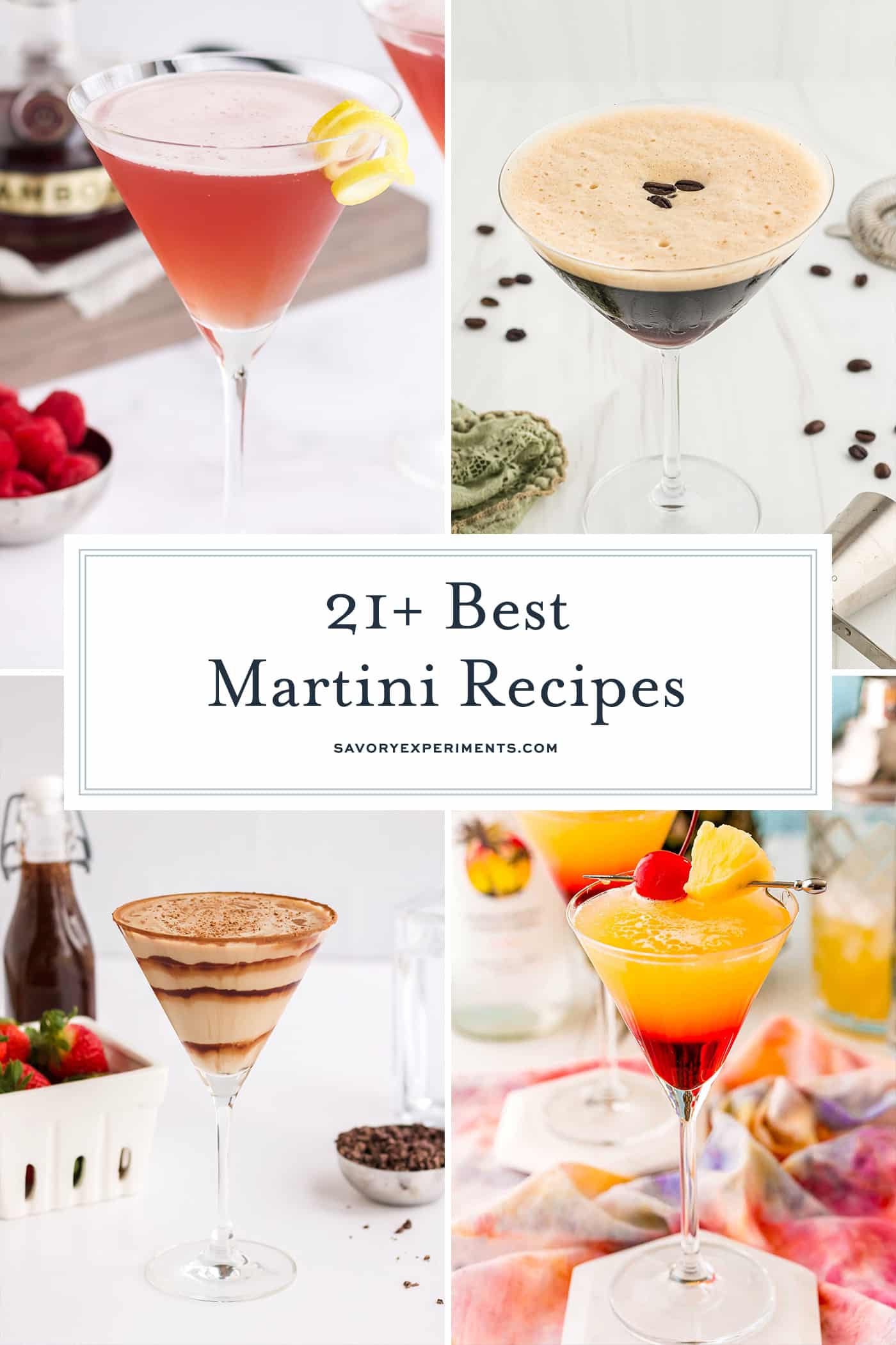 collage of martini recipes