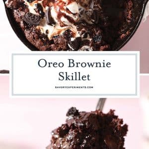 collage of oreo brownie skillet for pinterest