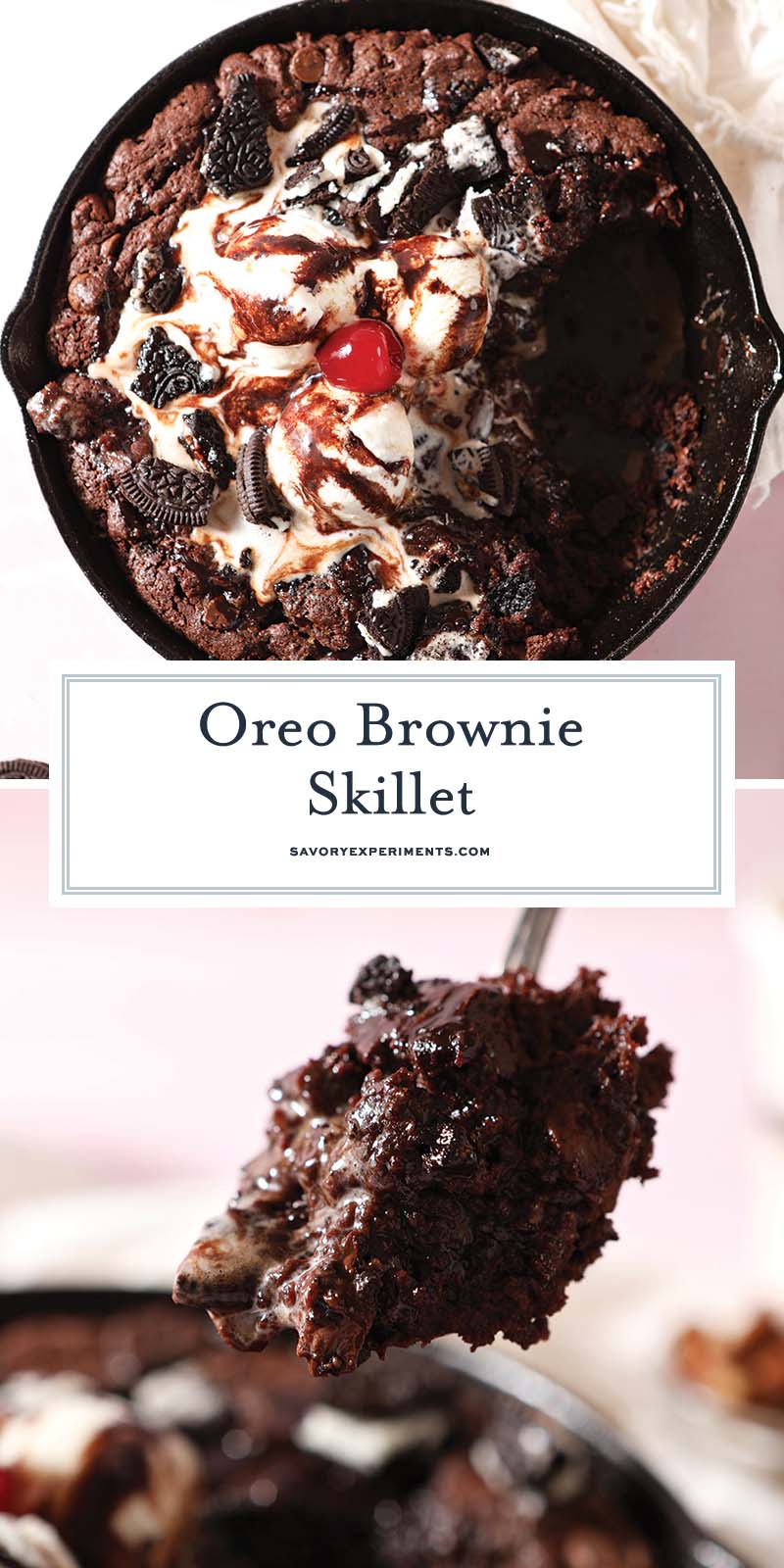 collage of oreo brownie skillet for pinterest
