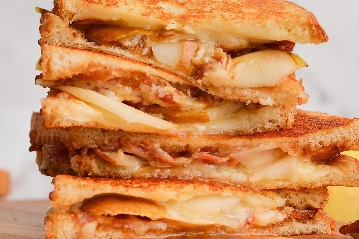 close up of gooey grilled cheese