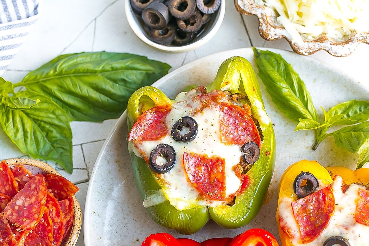 overhead shot of stuffed pepper