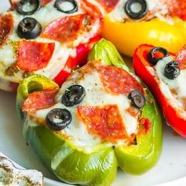 straight on shot of pizza stuffed pepper